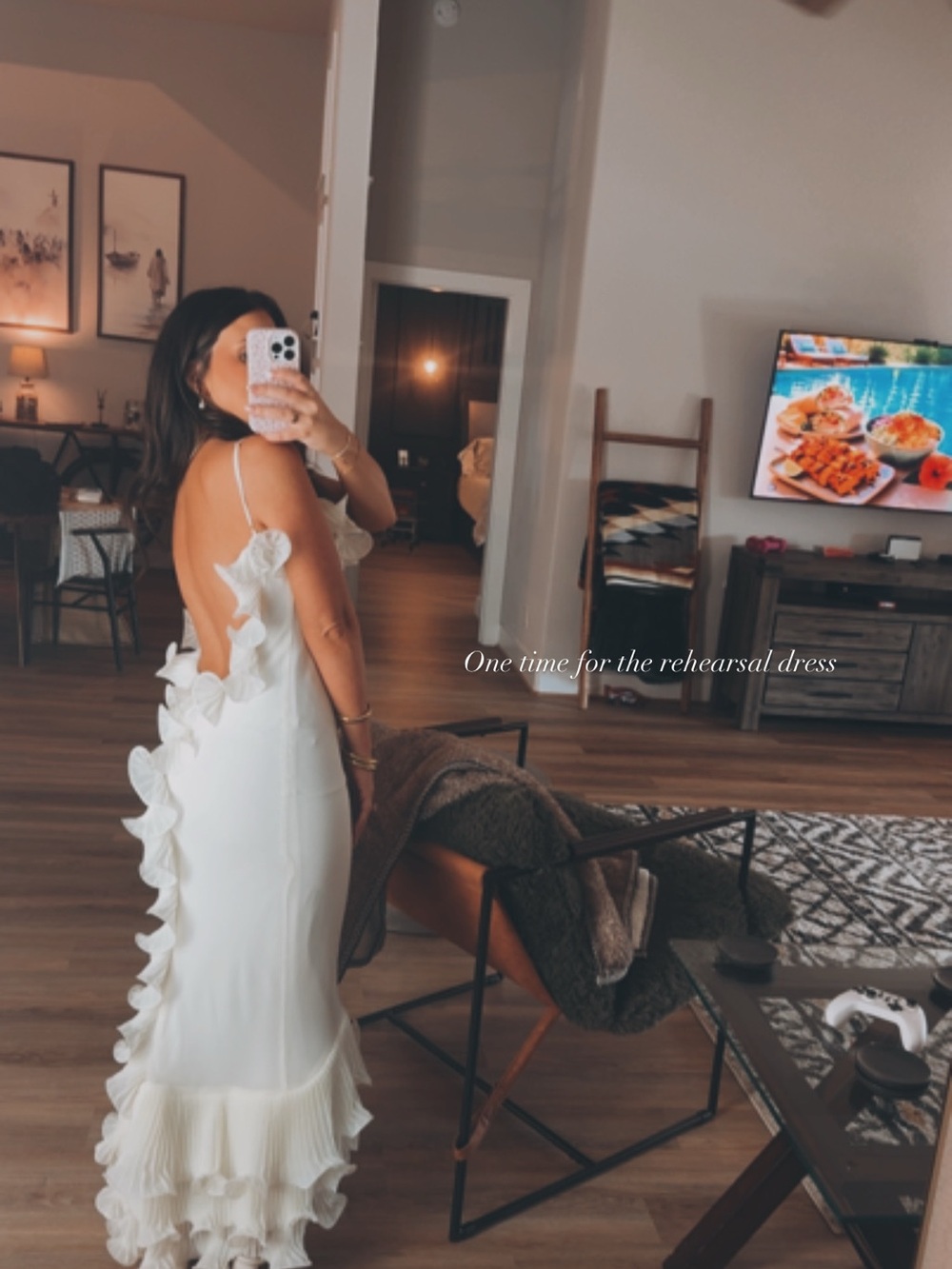 White Ruffle-Back Maxi Dress